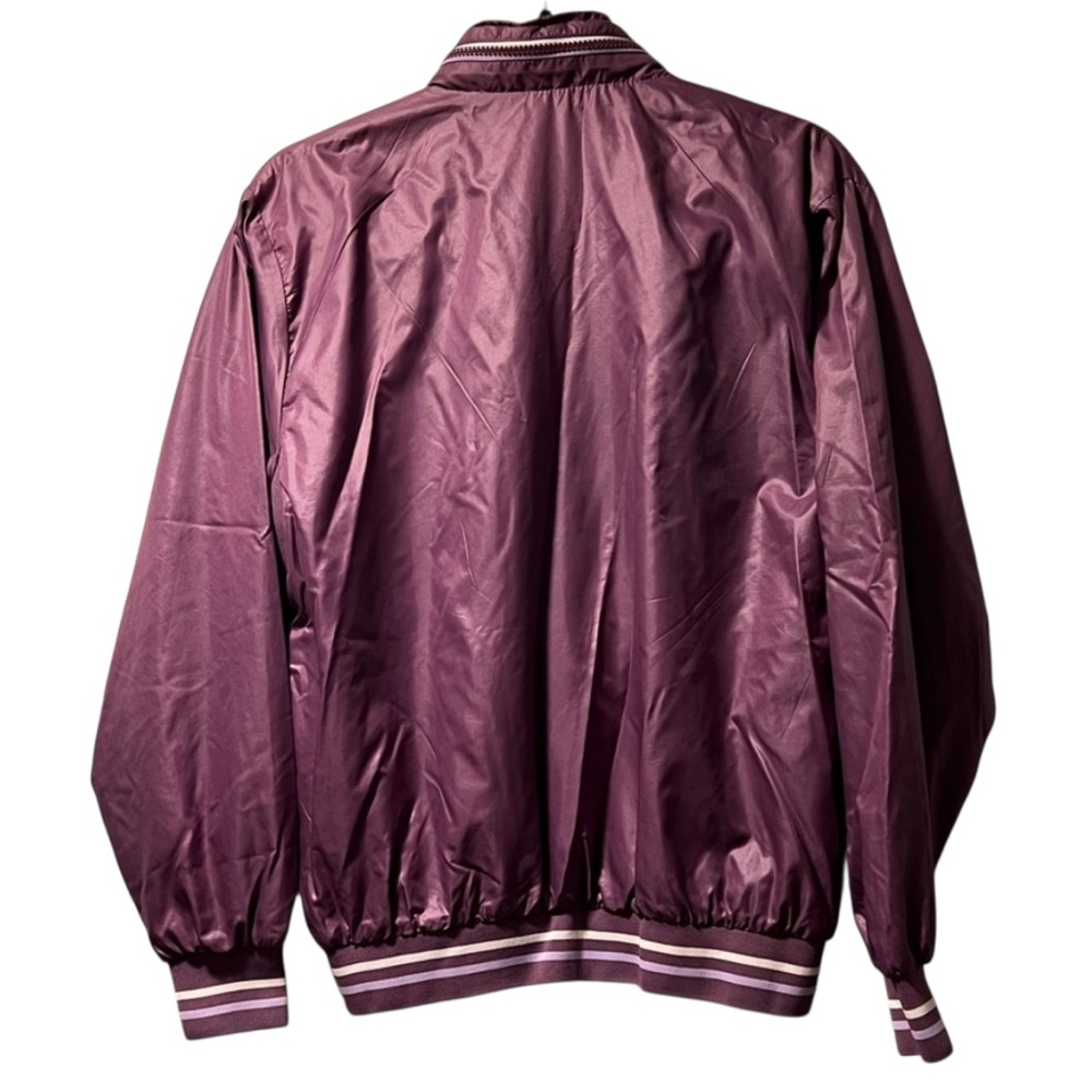 La Mode Women’s Purple Nylon Bomber Jacket Size L Hooded Full Zip EUC Vintage - Picture 2 of 9
